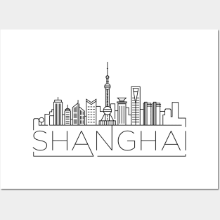 Shanghai Minimal Skyline Posters and Art